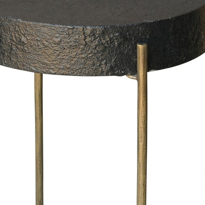 Table d'appoint ronde en laiton et fer noir de 24 po