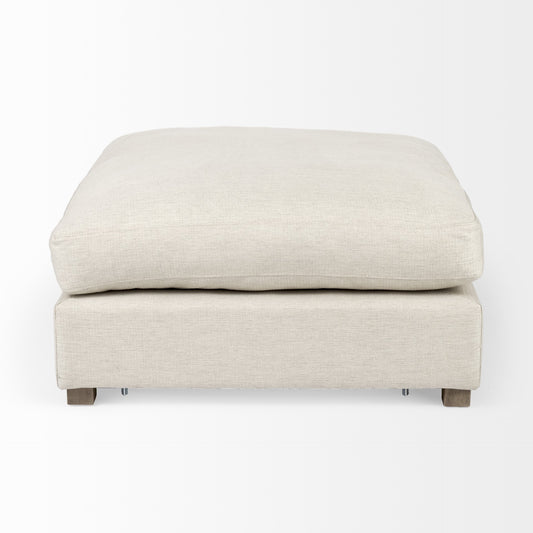 39" Beige Polyester And Brown Cocktail Ottoman