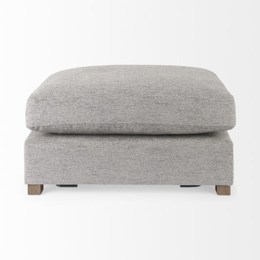 26" Gray Polyester And Brown Cocktail Ottoman