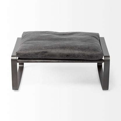 27" Black Faux leather Ottoman