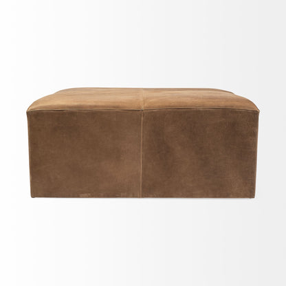 36" Brown Faux Leather Cube Ottoman