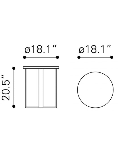 Table d'appoint ronde en pierre blanche et dorée de 21 po