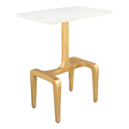 Table d'appoint rectangulaire en marbre véritable doré de 23 po