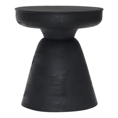 Table d'appoint ronde en bois massif noir de 18 po