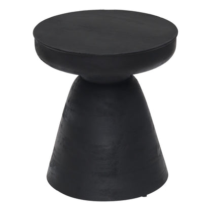 Table d'appoint ronde en bois massif noir de 18 po