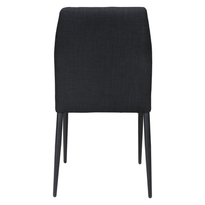 Set of Four Tufted Black Upholstered Fabric Dining Side Chairs