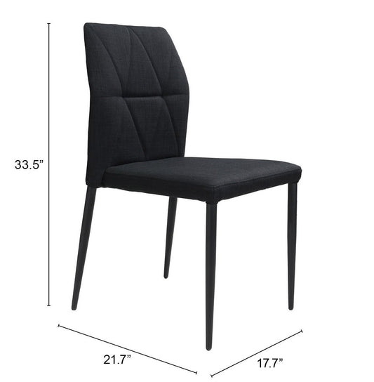 Ensemble de quatre chaises de salle à manger capitonnées en tissu noir