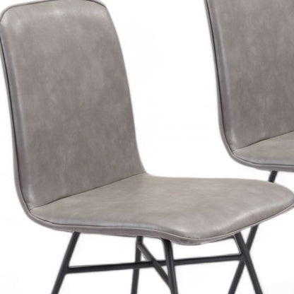 Ensemble de deux chaises de salle à manger rembourrées en similicuir gris et noir