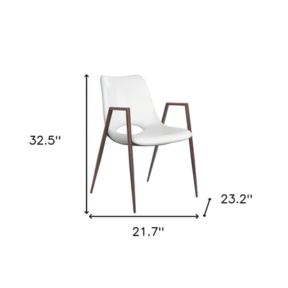 Ensemble de deux chaises de salle à manger à dossier ouvert en similicuir rembourré blanc et marron