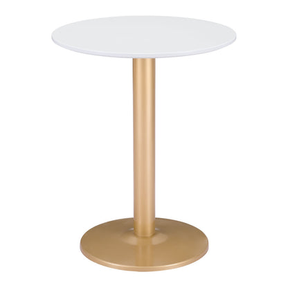 Table d'appoint ronde dorée et blanche de 24 po