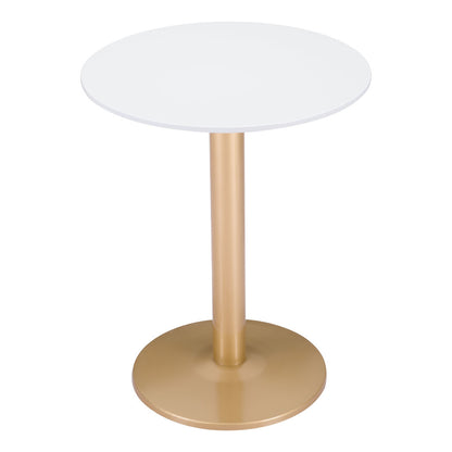 Table d'appoint ronde dorée et blanche de 24 po