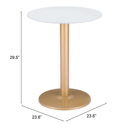 Table d'appoint ronde dorée et blanche de 24 po