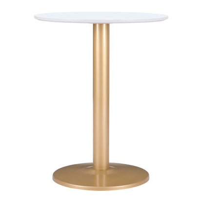 Table d'appoint ronde dorée et blanche de 24 po