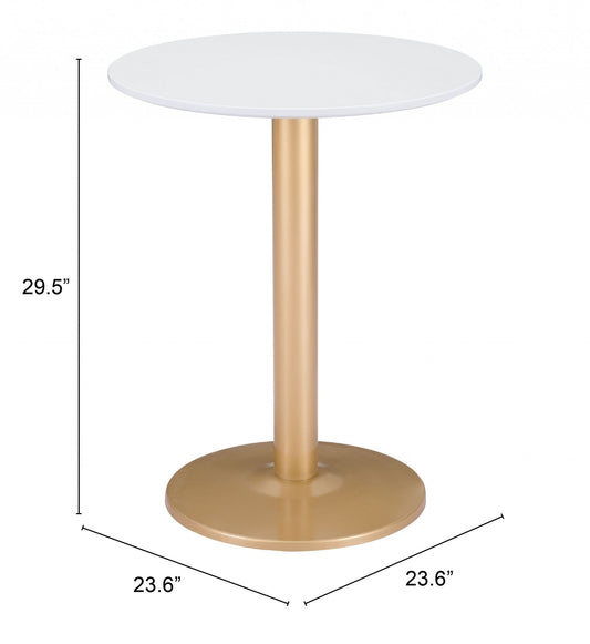 Table d'appoint ronde dorée et blanche de 24 po