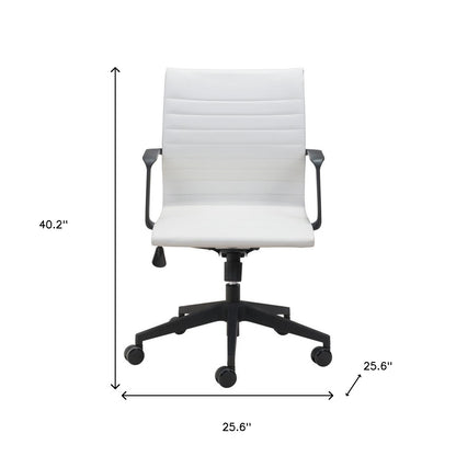 White and Black Adjustable Swivel Faux Leather Rolling Conference Office Chair