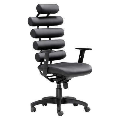 Black Adjustable Swivel Faux Leather Rolling Executive Office Chair