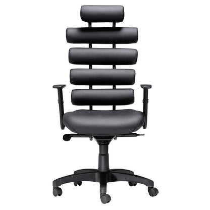 Black Adjustable Swivel Faux Leather Rolling Executive Office Chair