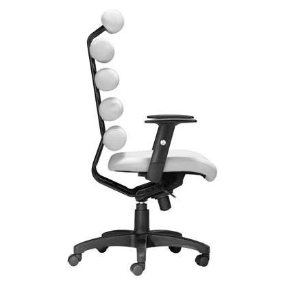 White and Black Adjustable Swivel Faux Leather Rolling Executive Office Chair