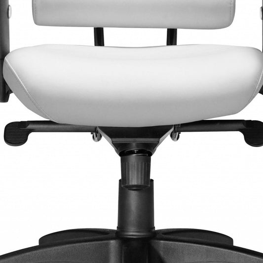 White and Black Adjustable Swivel Faux Leather Rolling Executive Office Chair