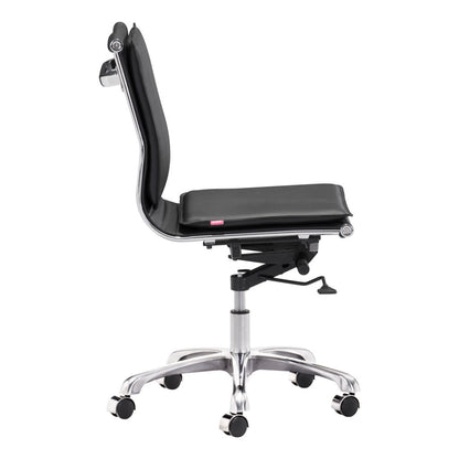 Black and Silver Adjustable Swivel Faux Leather Rolling Executive Office Chair