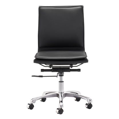 Black and Silver Adjustable Swivel Faux Leather Rolling Executive Office Chair