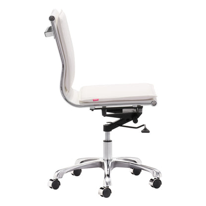 White and Silver Adjustable Swivel Faux Leather Rolling Executive Office Chair