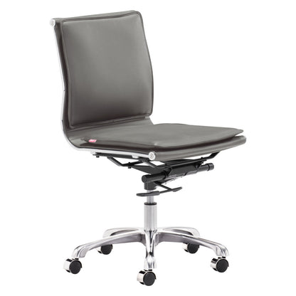 Gray and Silver Adjustable Swivel Faux Leather Rolling Executive Office Chair