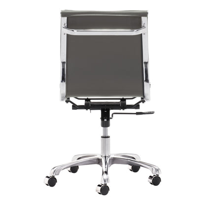 Gray and Silver Adjustable Swivel Faux Leather Rolling Executive Office Chair