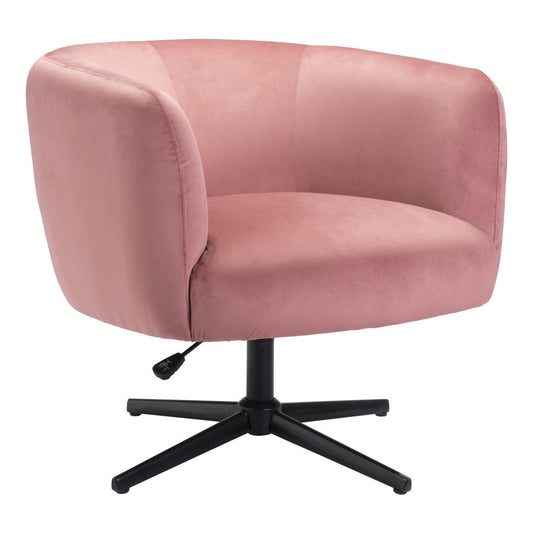 Chaise pivotante en velours rose et noir de 30 po