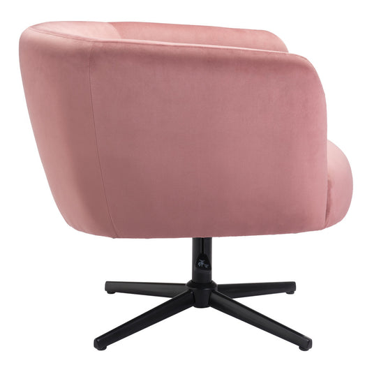 Chaise pivotante en velours rose et noir de 30 po