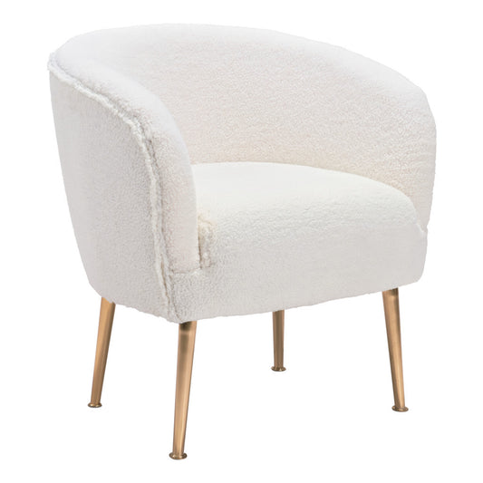 Fauteuil Sherpa beige et doré de 29 po