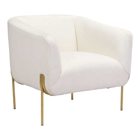 Fauteuil en tissu ivoire et doré de 31 po