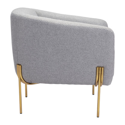 31" Gray And Gold Fabric Arm Chair