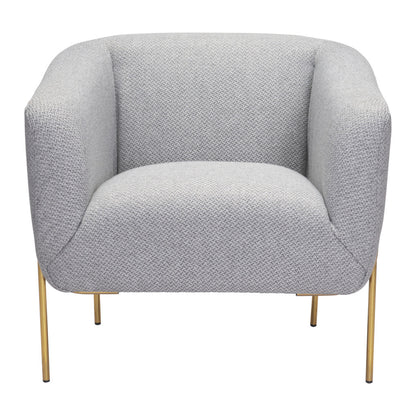 31" Gray And Gold Fabric Arm Chair