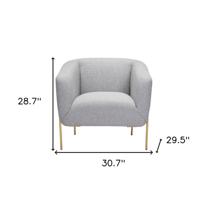 31" Gray And Gold Fabric Arm Chair