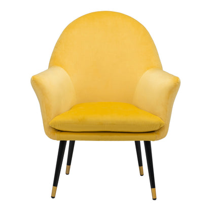 Fauteuil en velours jaune, noir et doré de 30 po