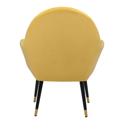 Fauteuil en velours jaune, noir et doré de 30 po