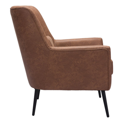 Fauteuil et coussin décoratif en similicuir marron et noir de 29 po