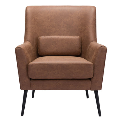 Fauteuil et coussin décoratif en similicuir marron et noir de 29 po