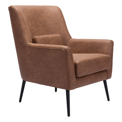 Fauteuil et coussin décoratif en similicuir marron et noir de 29 po