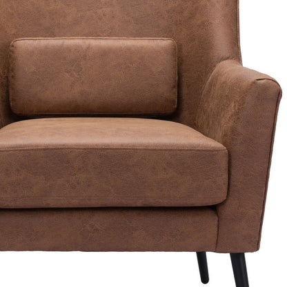 Fauteuil et coussin décoratif en similicuir marron et noir de 29 po