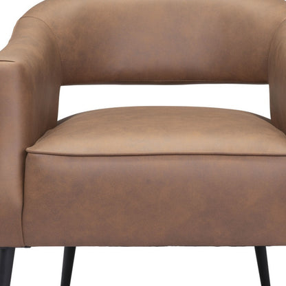 27" Brown And Black Faux Leather Arm Chair