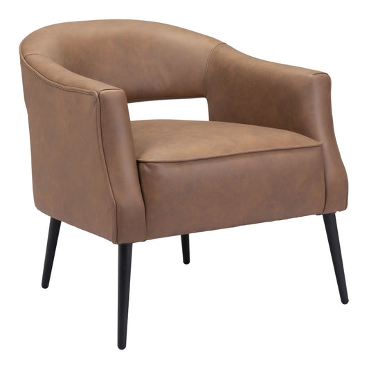 Fauteuil en similicuir marron et noir de 27 po