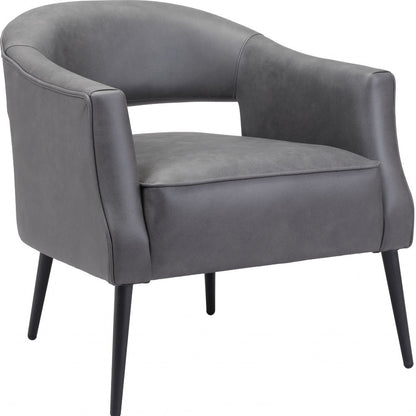 Fauteuil en similicuir gris et doré de 27 po