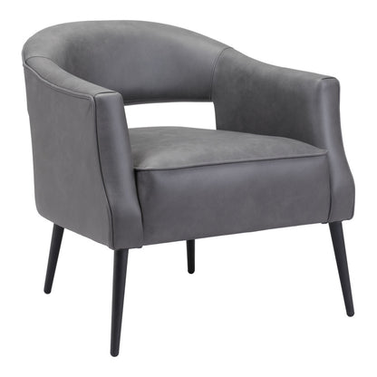 Fauteuil en similicuir gris et doré de 27 po