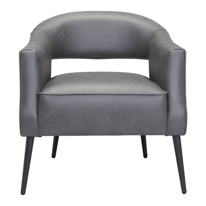 Fauteuil en similicuir gris et doré de 27 po