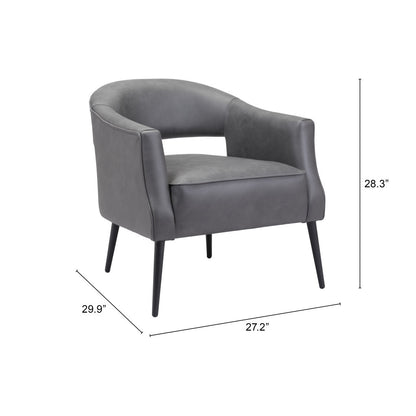 Fauteuil en similicuir gris et doré de 27 po