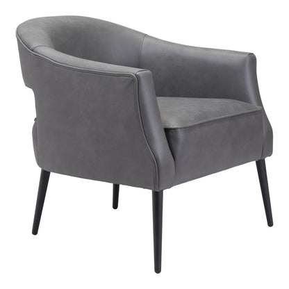 Fauteuil en similicuir gris et doré de 27 po