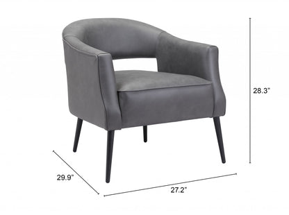 Fauteuil en similicuir gris et doré de 27 po