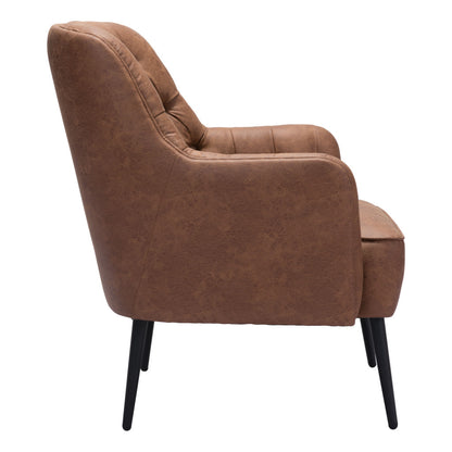 Fauteuil capitonné en similicuir marron et noir de 29 po